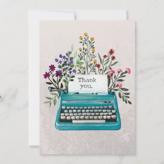 Floral Typewriter  Invitation