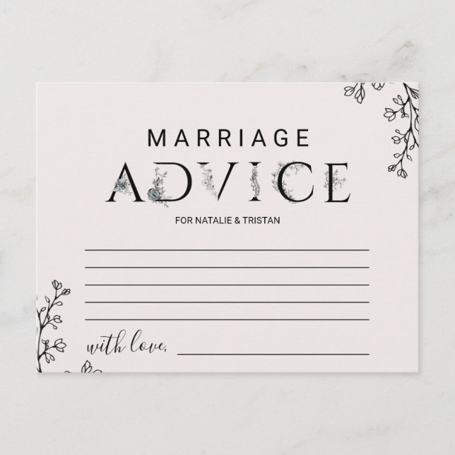 Floral Typography Marriage Advice Cards (Front)