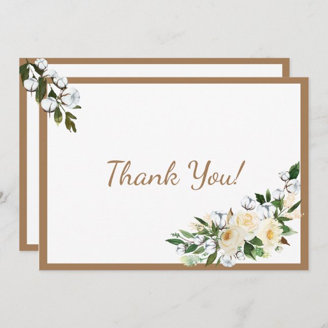 Floral Typography Modern Thank You Card (Front/Back)