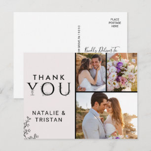 Floral Typography Thank You Photo Postcard