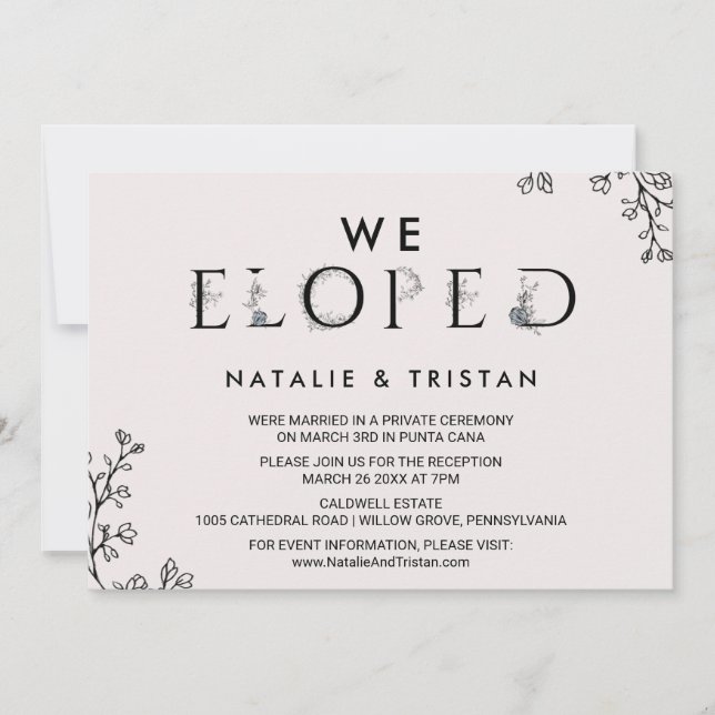 Floral Typography We Eloped Invitation (Front)