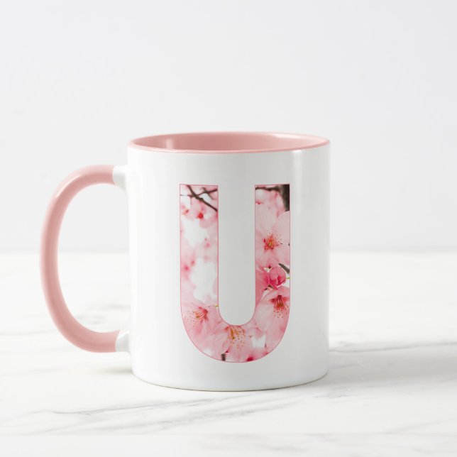 Floral U Initial Mug | Personalized Name & Traits (Left)
