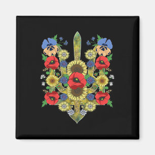 Floral Ukraine Trysub Cute Red Poppies Ukrainian V Magnet
