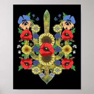 Floral Ukraine Trysub Cute Red Poppies Ukrainian V Poster