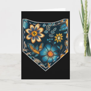 Floral Ukrainian Pocket Tee Retro Summer Flowers U Card