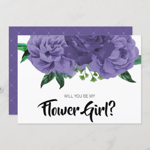 Floral Ultra Violet Purple Be My Flower Girl Card