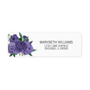 Floral Ultra Violet Purple Bridal Address Labels