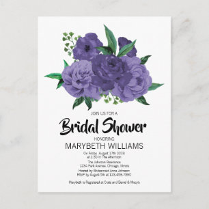 Floral Ultra Violet Purple Bridal Shower Card