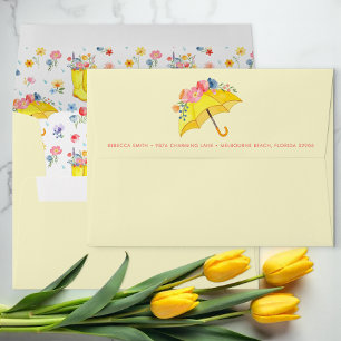 Floral Umbrella Baby Shower Envelope