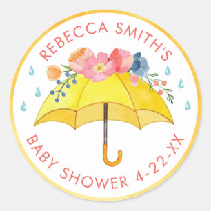Floral Umbrella Baby Shower Sticker – April Shower