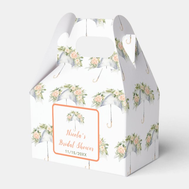 Floral Umbrella Bridal Shower Favour Box (Front Side)