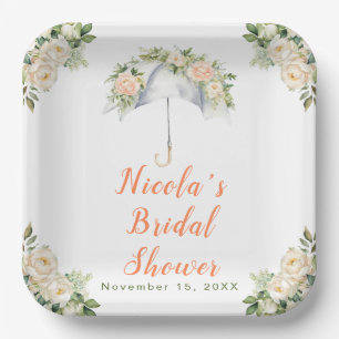Floral Umbrella Bridal Shower Paper Plate