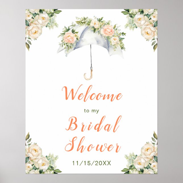 Floral Umbrella Bridal Shower Poster (Front)