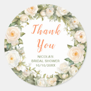 Floral Umbrella Bridal Shower Thank You Classic Round Sticker