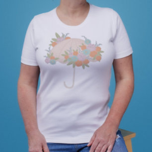 Floral Umbrella MOM TO BE TEXT BACK Baby Shower T-Shirt