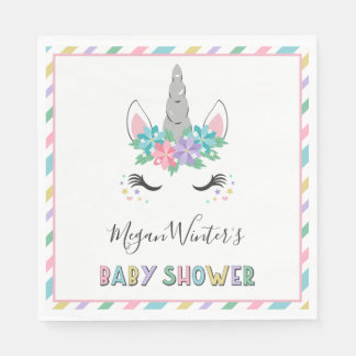 Floral Unicorn Baby Shower Napkin