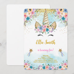 Floral Unicorn Birthday Invitation