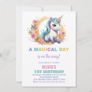 Floral Unicorn Birthday Invitations