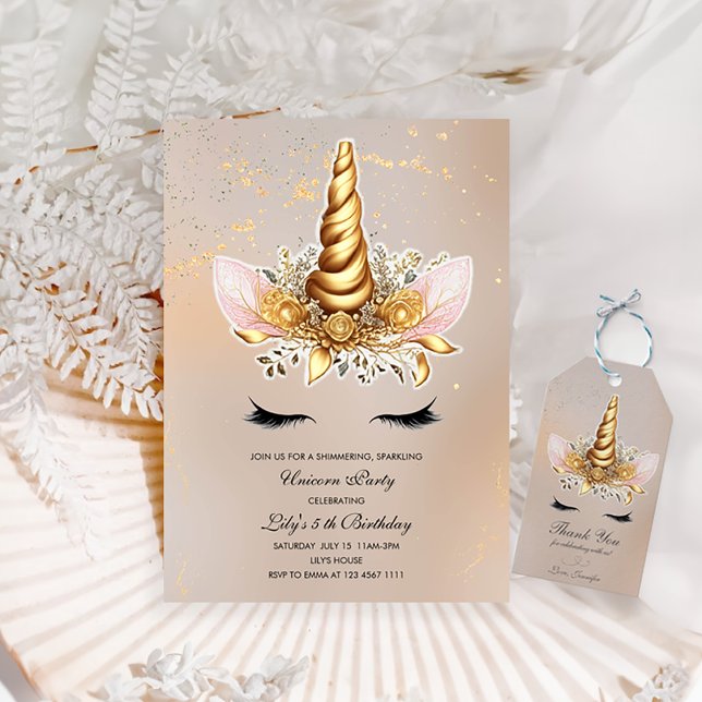Floral Unicorn birthday party Invitation (Creator Uploaded)
