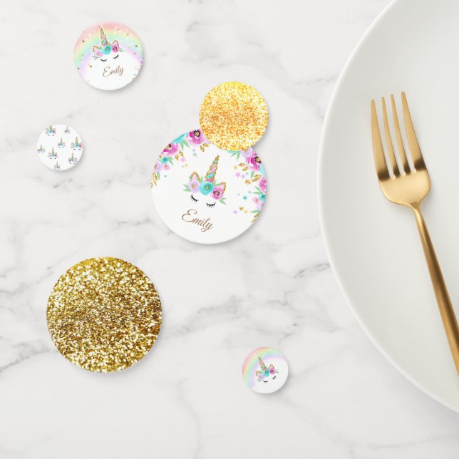 Floral Unicorn confetti with rainbow and sparkles (Group)