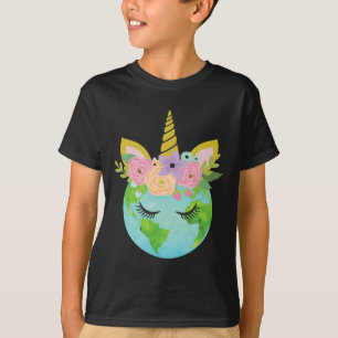 Floral Unicorn Earth - Earth Day T Shirt