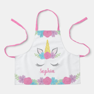 Floral Unicorn Face Personalised Kids Apron