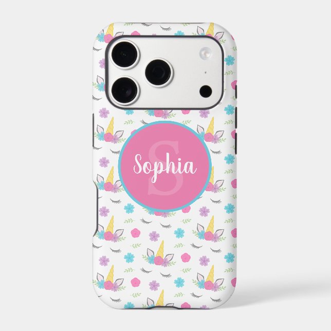 Floral Unicorn Face Personalised Monogram (Back)