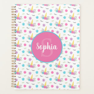 Floral Unicorn Face Personalised Monogram Planner
