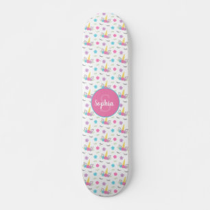 Floral Unicorn Face Personalised Monogram Skateboard