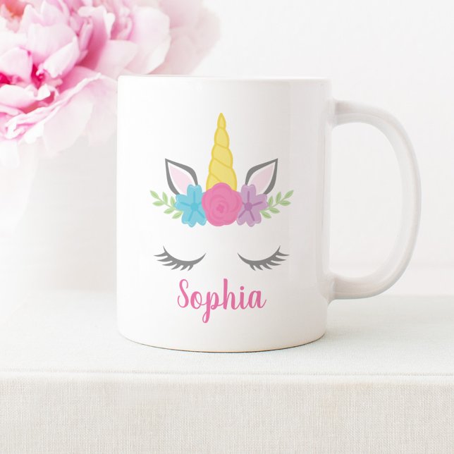 Floral Unicorn Face Personalized Coffee Mug (Creator Uploaded)
