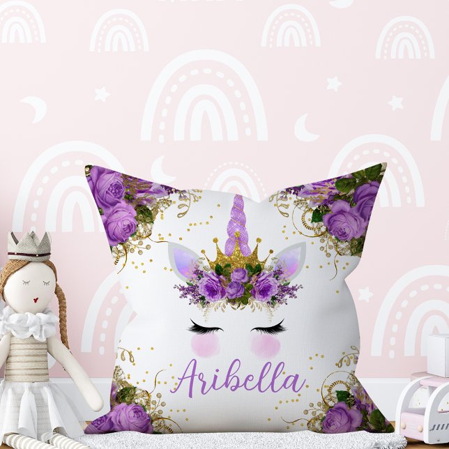 Floral Unicorn Face Reversible Pillow (Creator Uploaded)