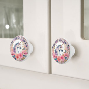 Floral Unicorn Fairy Tale Ceramic Knob