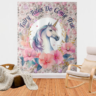 Floral Unicorn Fairy Tale Tapestry