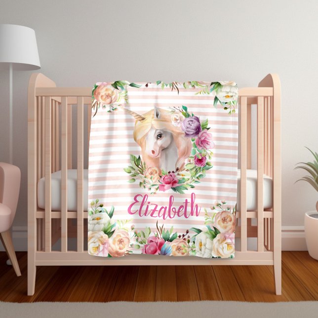 Floral Unicorn Girl's Blanket (Creator Uploaded)