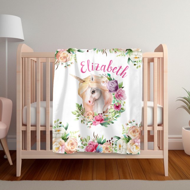Floral Unicorn Girl's Blanket (Creator Uploaded)