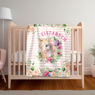 Floral Unicorn Girl's Blanket