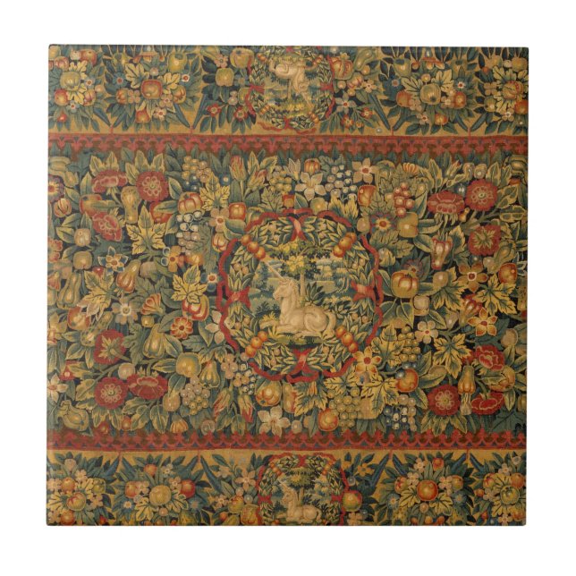 Floral Unicorn Motif Tile (Front)