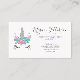 Floral Unicorn Mum Calling Card