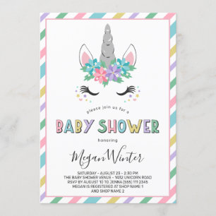 Floral Unicorn Pastel Baby Shower Invitation