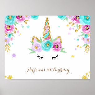 Floral unicorn poster
