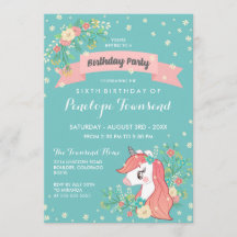 Floral Unicorn Turquoise Birthday Party