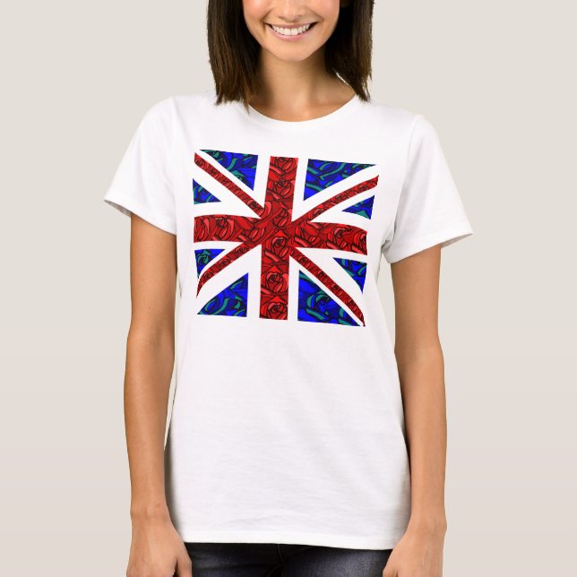 floral union jack,cool unionjack,trendy union jack T-Shirt (Front)