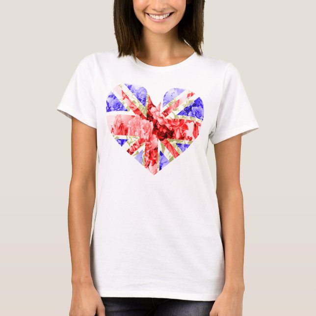 floral union jack,cool unionjack,trendy union jack T-Shirt (Front)