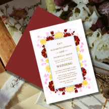 floral unique colourful wedding invitation templat