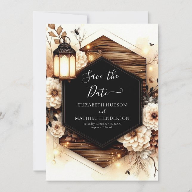 Floral Unique Rustic Wedding Save The Date (Front)