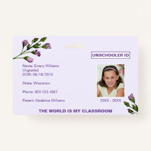 Floral Unschooling Homeschooling Badge ID Badge