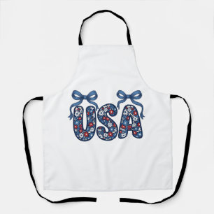 Floral USA Bow Patriotic Vector Design_1 Apron
