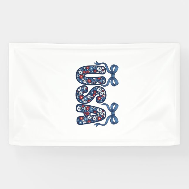 Floral USA Bow Patriotic Vector Design_1 Banner (Horizontal)
