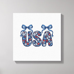 Floral USA Bow Patriotic Vector Design_1 Canvas Print