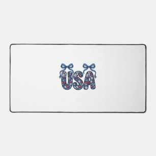 Floral USA Bow Patriotic Vector Design_1 Desk Mat